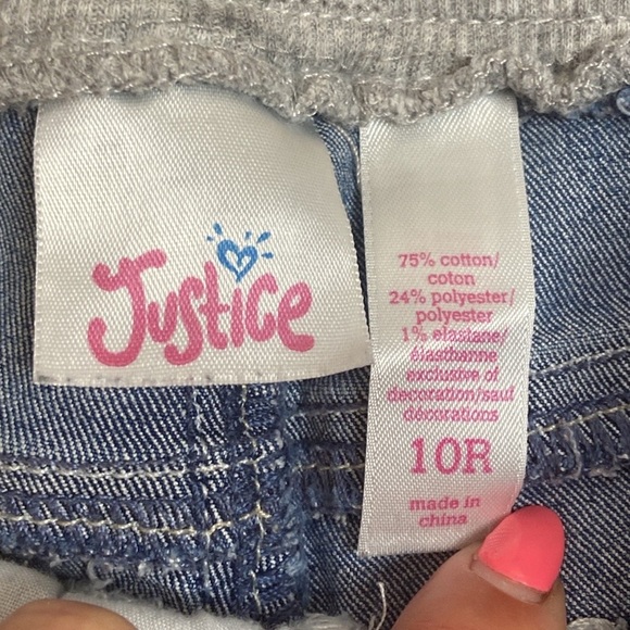 🌺 JUSTICE Rolled Cuff Pull On Denim Shorts - Picture 7 of 7